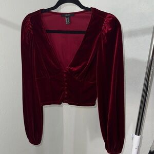 Forever 21 Deep Red Velvet Blouse
